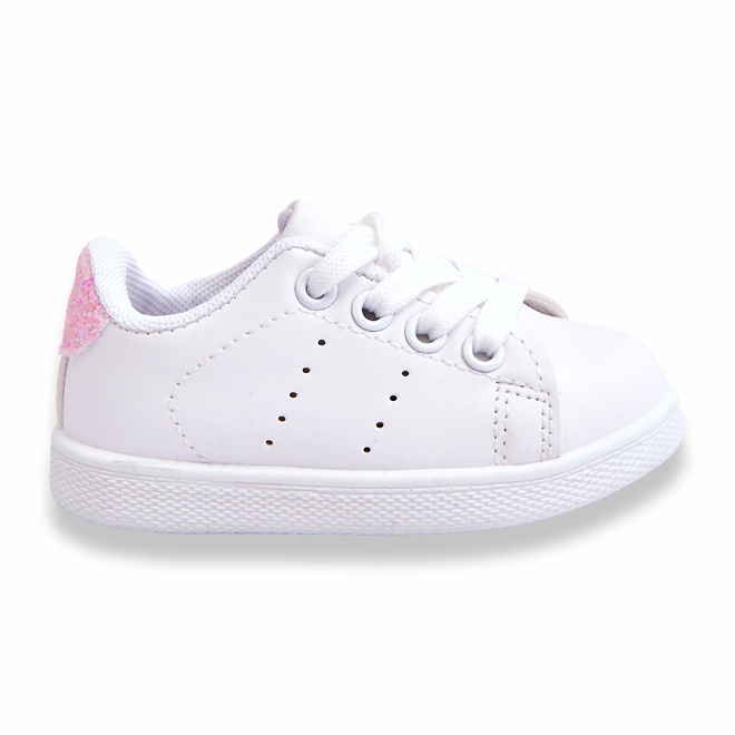 Zapatos deportivos de color rosa blanca para niñas blanco 1