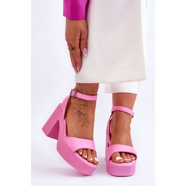 Sandalias De Moda En Tacón Masivo Rosa Karmine 1