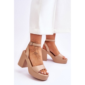 Sandalias de moda en tacones Karmine beige masivo 2