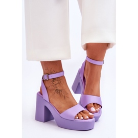 Sandalias de tacón alto masivas Karmine púrpura de moda violeta 1 Sandalias de tacón alto masivas Karmine púrpura de moda violeta 1