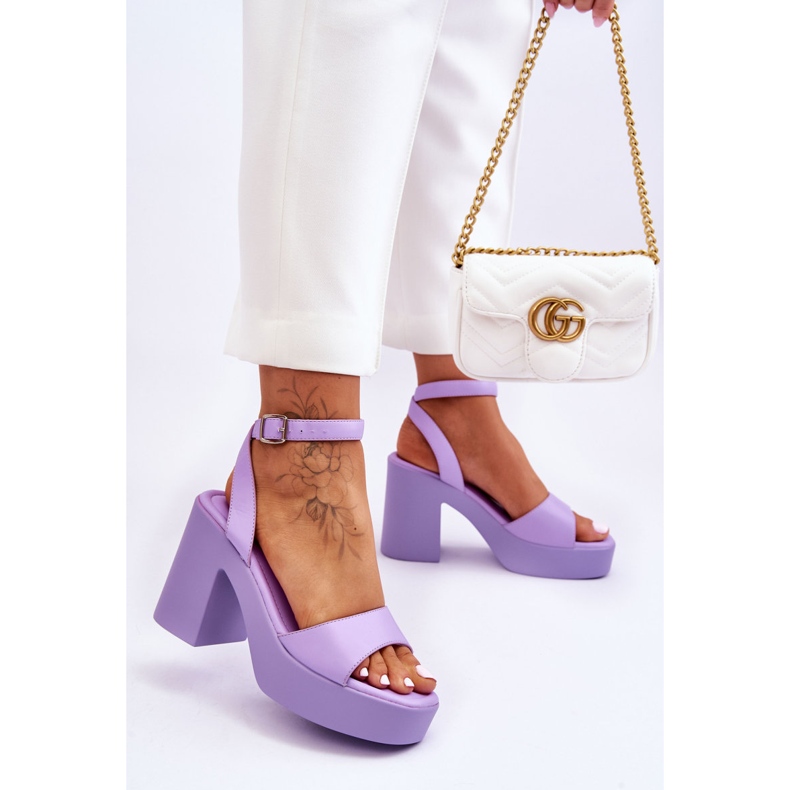 Sandalias de tacón alto masivas Karmine púrpura de moda violeta 2 Sandalias de tacón alto masivas Karmine púrpura de moda violeta 2