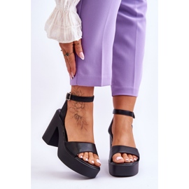 FS1 Sandalias de moda en tacones negros masivos Karmine 1