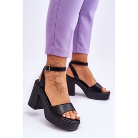 FS1 Sandalias de moda en tacones negros masivos Karmine 2