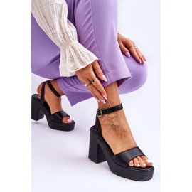 FS1 Sandalias de moda en tacones negros masivos Karmine 5