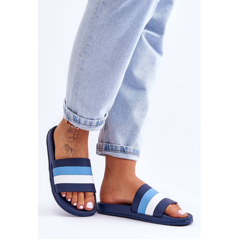 Pantuflas Mujer Rayas Azul Marino Vision 1 Pantuflas Mujer Rayas Azul Marino Vision 1