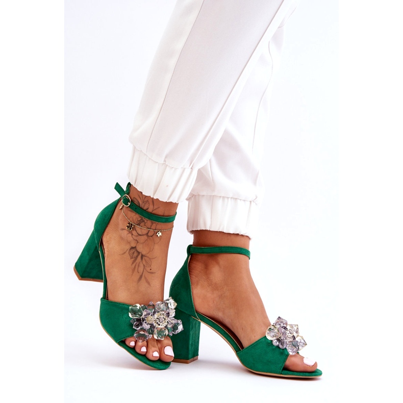 Seastar Elegantes Sandalias Con Cristales En Los Tacones Cameron Green verde 6