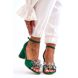 Seastar Elegantes Sandalias Con Cristales En Los Tacones Cameron Green verde 1