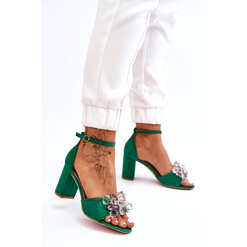 Seastar Elegantes Sandalias Con Cristales En Los Tacones Cameron Green verde 2