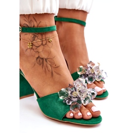 Seastar Elegantes Sandalias Con Cristales En Los Tacones Cameron Green verde 3