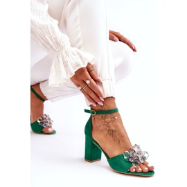 Seastar Elegantes Sandalias Con Cristales En Los Tacones Cameron Green verde 5