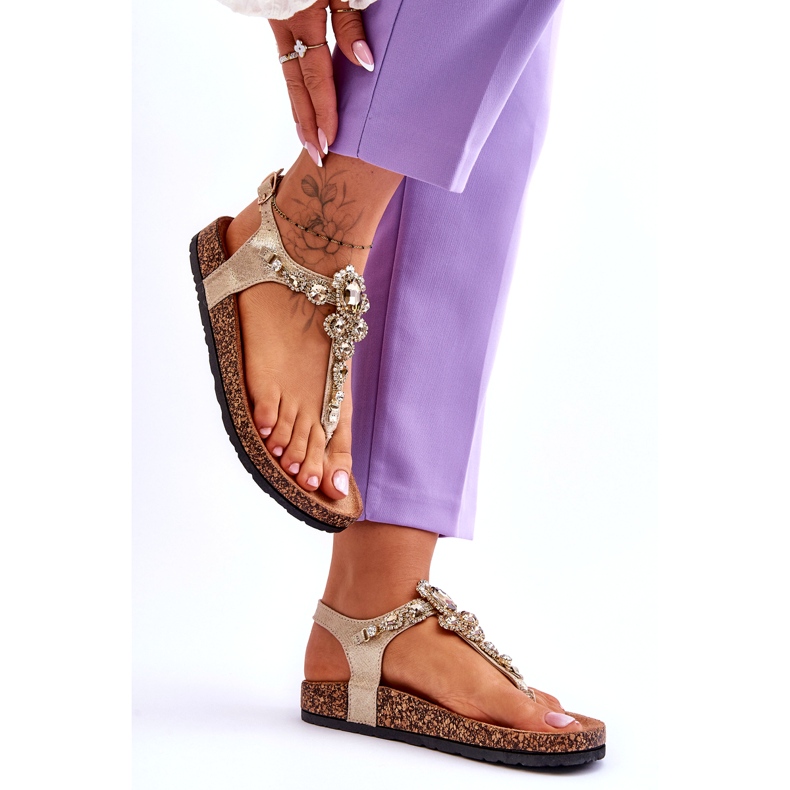 Chanclas Sandalias Sobre Corcho Plataforma Naomi Dorada dorado 4