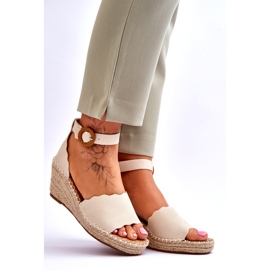 Evento Sandalias Piel Cuña Zapato Confort Beige Verola 7