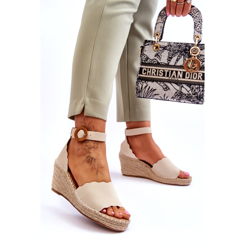 Evento Sandalias Piel Cuña Zapato Confort Beige Verola 1