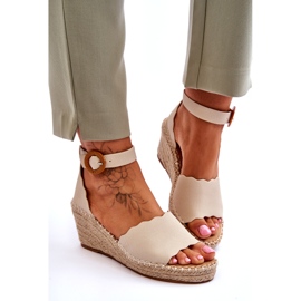 Evento Sandalias Piel Cuña Zapato Confort Beige Verola 3