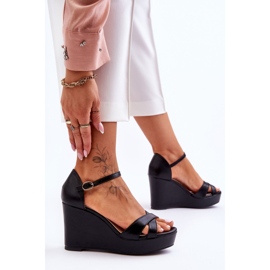 Sandalias Clásicas Piel Cuña Negro Givana 4