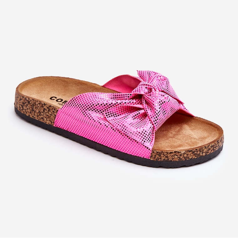Pantuflas De Mujer Con Lazo Brillante Rosa Jodie 1