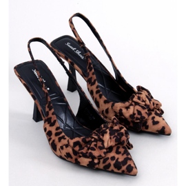 Zapatos de tacón abierto de Shirley Leopard marrón 5