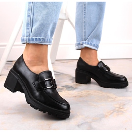 Vinceza 10921 mocasines negros en el poste y plataforma 2