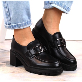 Vinceza 10921 mocasines negros en el poste y plataforma 3