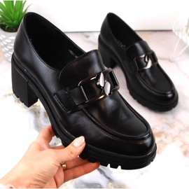 Vinceza 10921 mocasines negros en el poste y plataforma 4