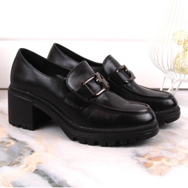 Vinceza 10921 mocasines negros en el poste y plataforma 5