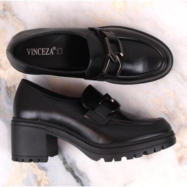 Vinceza 10921 mocasines negros en el poste y plataforma 6