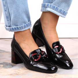 Zapatos de mujer lacados en negro con tacones decorativos Vinceza 10878 3