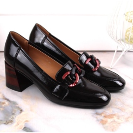 Zapatos de mujer lacados en negro con tacones decorativos Vinceza 10878 5
