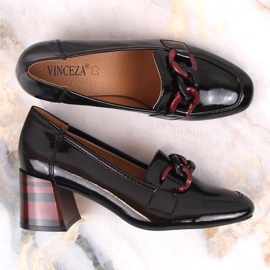 Zapatos de mujer lacados en negro con tacones decorativos Vinceza 10878 6