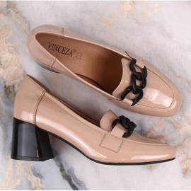 Zapato mujer lacado beige con tacón decorativo Vinceza 10878 5