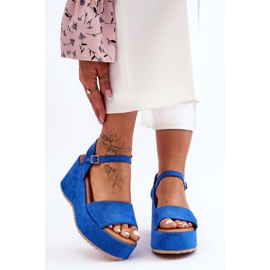 Sandalias Mujer Cuña Ante Azul Lydia 1