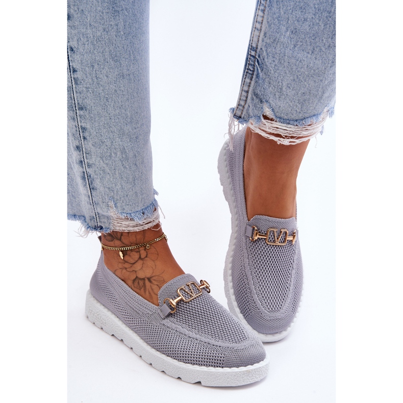 PM1 Zapatillas Deportivas Con Adornos Sin Cordones Para Mujer Gris Alena 1