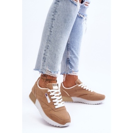 PM1 Zapatos deportivos de plataforma con cordones de cuero beige Merida 1