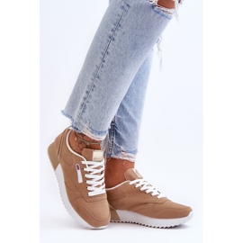 PM1 Zapatos deportivos de plataforma con cordones de cuero beige Merida 6