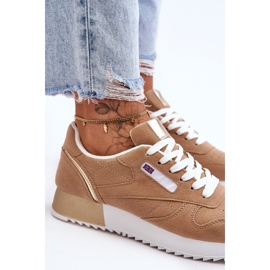 PM1 Zapatos deportivos de plataforma con cordones de cuero beige Merida 4