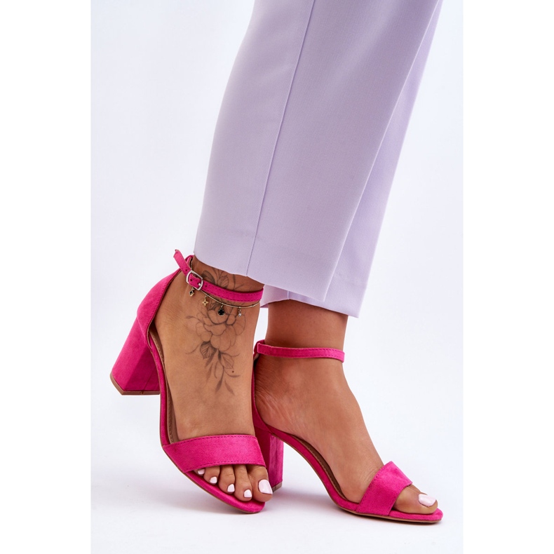 Sandalias Madame Tacón Fucsia Ante rosa 2