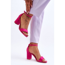 Sandalias Madame Tacón Fucsia Ante rosado 5