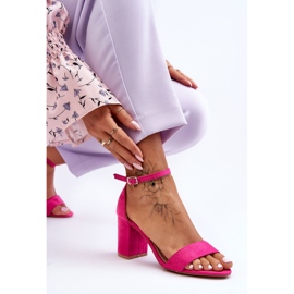 Sandalias Madame Tacón Fucsia Ante rosa 1