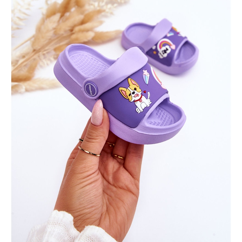 WJ1 Chanclas Infantiles Ligeras Con Motivo De Perro Violeta Rico púrpura 1