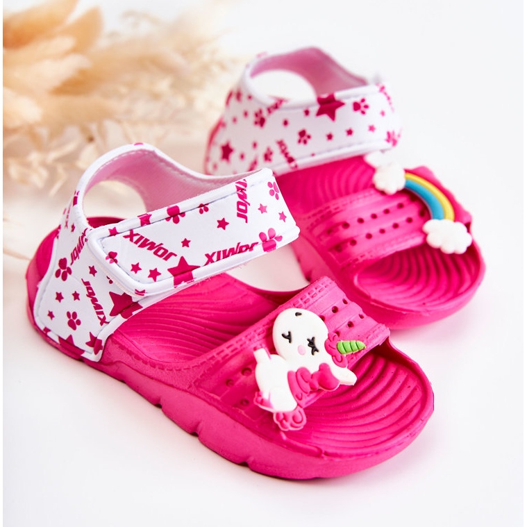 Sandalias Infantiles Espuma Ligera Con Velcro Fucsia Asti rosado 1