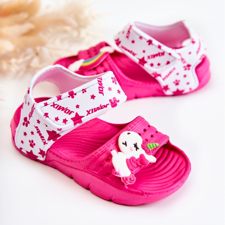 Sandalias Infantiles Espuma Ligera Con Velcro Fucsia Asti rosado 2