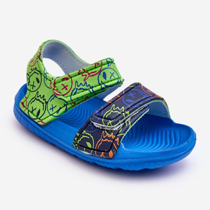 Sandalias Infantiles De Espuma Ligeras Estampadas Azul Y Verde Málaga 1