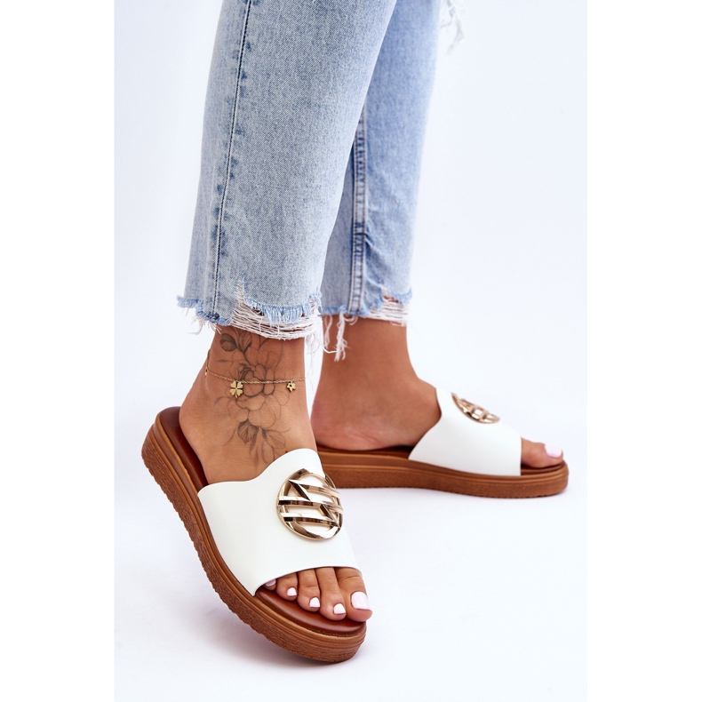 Sandalias De Mujer Con Adorno White Secrets blanco 2