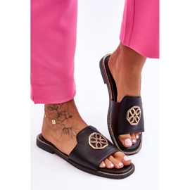 Sandalias Clásicas Mujer Tacón Plano Negro Larotte 1