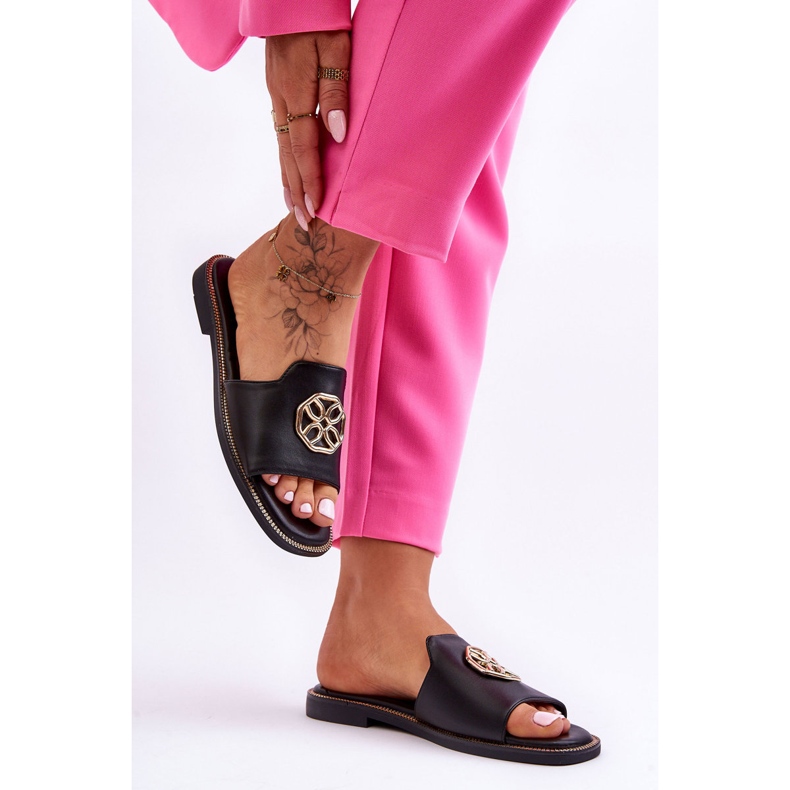 Sandalias Clásicas Mujer Tacón Plano Negro Larotte 2