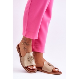 Sandalias Clásicas Mujer Tacón Plano Dorado Larotte 4