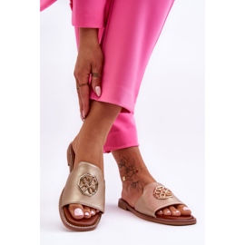 Sandalias Clásicas Mujer Tacón Plano Dorado Larotte 6