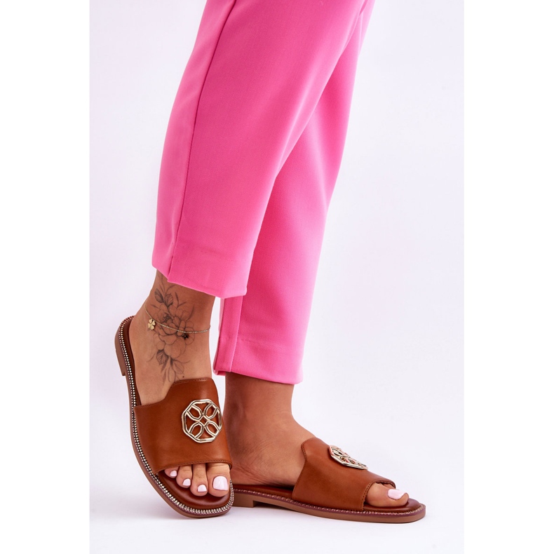 Pantuflas De Mujer Camel Larotte Classic Tacón Plano marrón 1