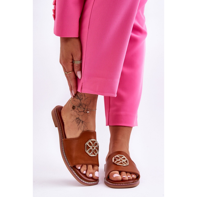 Pantuflas De Mujer Camel Larotte Classic Tacón Plano marrón 2