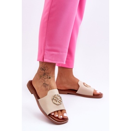 Sandalias Clásicas Mujer Tacón Plano Beige Larotte 2